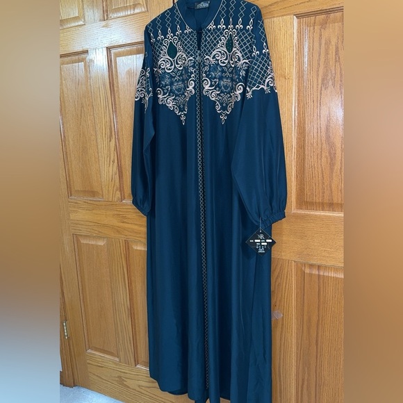 Women’s Plus Size Abaya in Green Gold Middle Eastern Dress Size 5 US 24W 4X NEW - Picture 9 of 10
